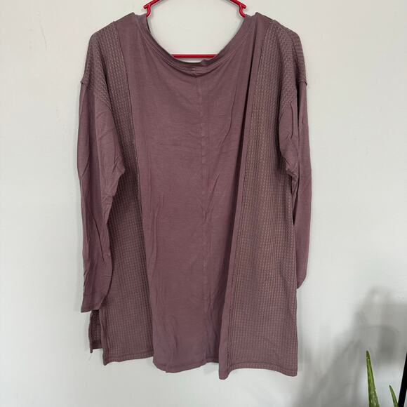 LIVI Active Wear Lane Bryant Muted Purple Pullover Top Size 14 / 16 Waffle Knit - Picture 4 of 4
